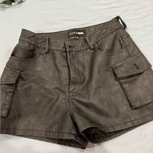 Fashion Nova Charcoal Faux Leather Shorts